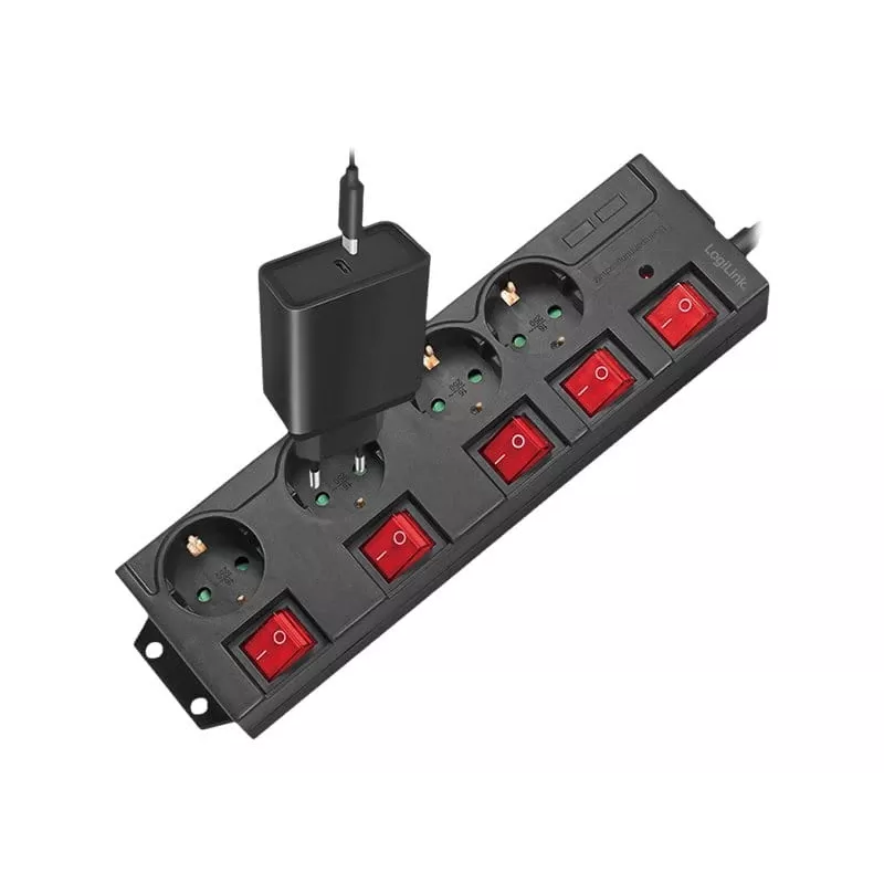 Prailginimo laidas LogiLink LPS251 1,5 m 4 AC lizdai juodas
