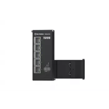 Teltonika NETWORKS TSF010 plokščiasis Ethernet jungiklis, nevaldomas Fast Ethernet (10/100), DIN bėgelis, juodas