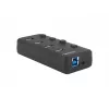 USB šakotuvas NATEC MANTIS USB 2.0 Type-B — 4x USB 3.2 Gen 1 Type-A, juodas, 0,8 m laidas, maitinimo adapteris, maitinimo jungiklis
