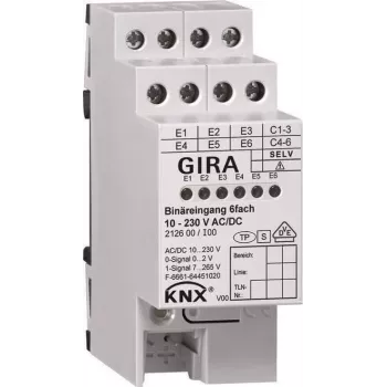 6-ių kanalų KNX dvejetainis įvesties modulis 10-230V AC/DC 212600 (212600)