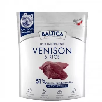 BALTICA Nutraceutic Hypoalerginis Mažų veislių Elniena su ryžiais - sausas šunų ėdalas - 1kg