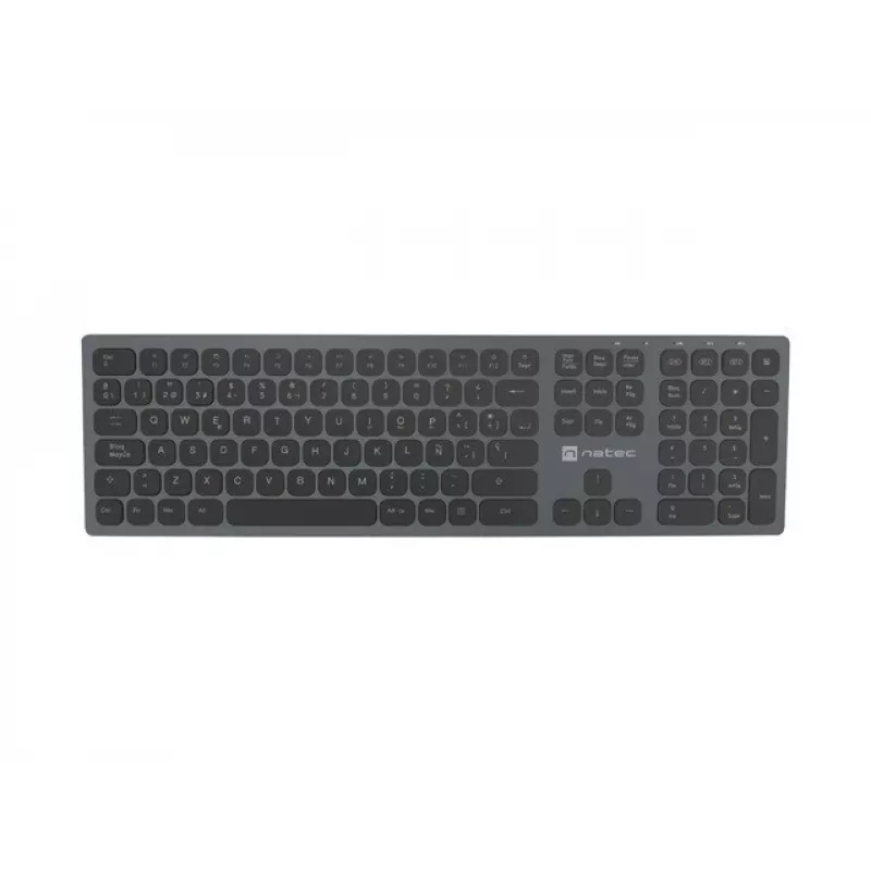 NATEC NKL-1830 belaidė klaviatūra RF / Bluetooth, ispaniškas QWERTY išdėstymas, juoda-pilka