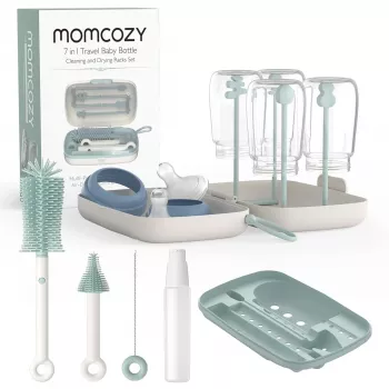 Momcozy 7 IN 1 kūdikio buteliukų šepetėlių rinkinys žalias