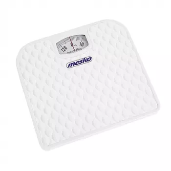 Svarstyklės Mesko MS 8160 mechaninės, maksimalus svoris 130 kg, tikslumas 1000 g, baltos spalvos