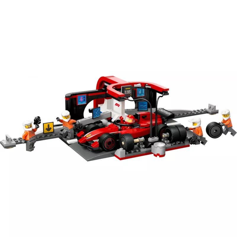 LEGO City F1 Pit Stop rinkinys 60443 – Ferrari F1 automobilis, 322 detalės, 5 minifigūrėlės, nuo 6 metų