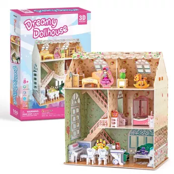 3D popierinis lėlių namelio modelis CubicFun P645H Dreamy
