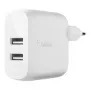 Belkin BOOST CHARGE maitinimo blokas 24 W QC 3.0 2 USB prievadai baltas WCB002VFWH