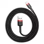 USB-A į Lightning laidas Baseus Cafule 2.4A QC 3.0, 1 m — juodai raudonas