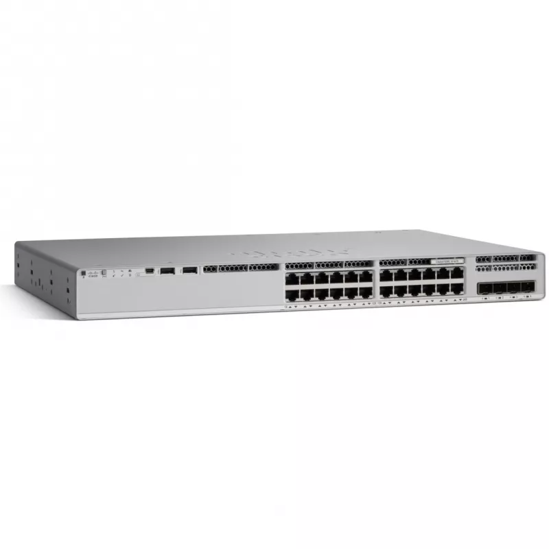 Cisco Catalyst 9200L serijos 24 prievadų valdomas jungiklis (24x 1G Base-T, 4x SFP) su 1x 125W maitinimo bloku, Network Essentials