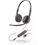 HP Poly Blackwire C3225 laidinės ausinės su mikrofonu, uždedamos ant ausų, binaurinės, USB-A + 3,5 mm lizdas, triukšmo izoliacija, juodos