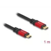 DeLOCK USB-C laidas USB Type-C vyras į vyrą 10 Gbps PD 3.0 100 W 1 m raudonas metalinis