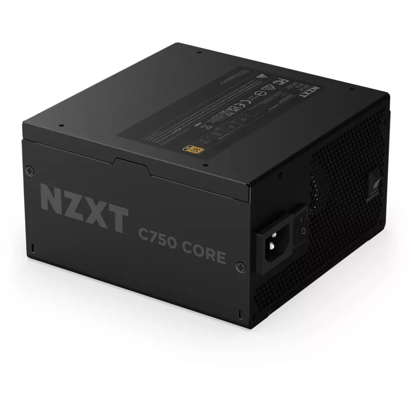 NZXT C750 Gold Core, 750W, juodas, 1x 12 kontaktų GPU, 3x PCIe, kabelių valdymas