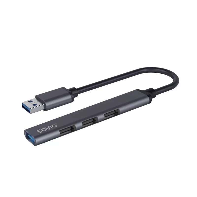 USB šakotuvas SAVIO AK-70, 4 prievadai (1× USB 3.0 + 3× USB 2.0), 5 Gbit/s