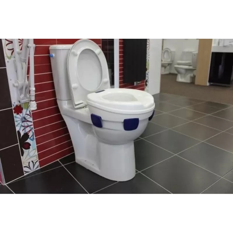 Tualeto sėdynės prailginimas HERDEGEN Sahag 580540 mėlynai baltas apvalus 410×420×110 mm polipropilenas, maks. apkrova 185 kg