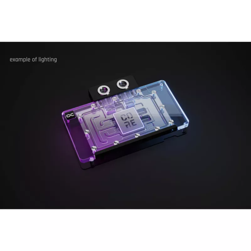 Vandens blokas vaizdo plokštei Alphacool RTX 5080 Phoenix Transparent Silver su galine plokšte