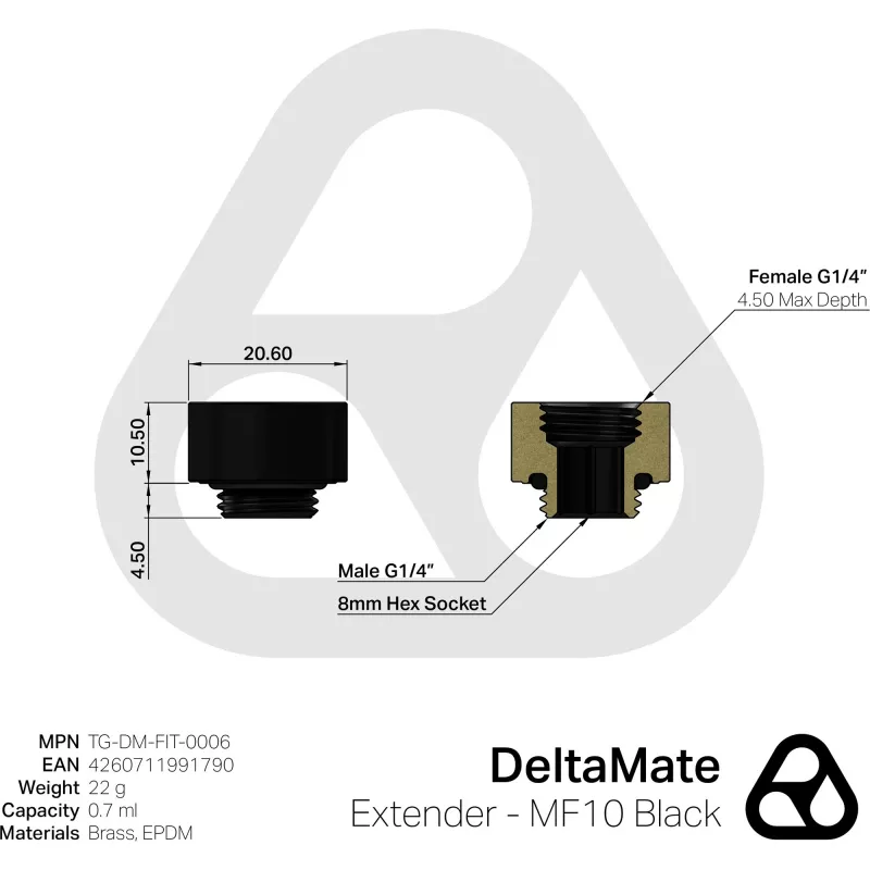 Thermal Grizzly DeltaMate Extender - MF10 juoda (TG-DM-FIT-0006)
