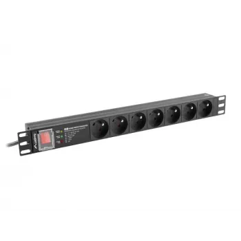 Lanberg PDU-PRO-07E-0200-BK 1U galios skirstytuvas 6x kištukiniai lizdai, 2 m laidas