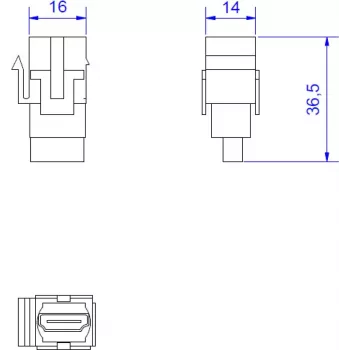 HDMI Keystone Jack Bachmann 918.0411 – HDMI 2.0 modulis sieninėms plokštėms ir pataisų skydams
