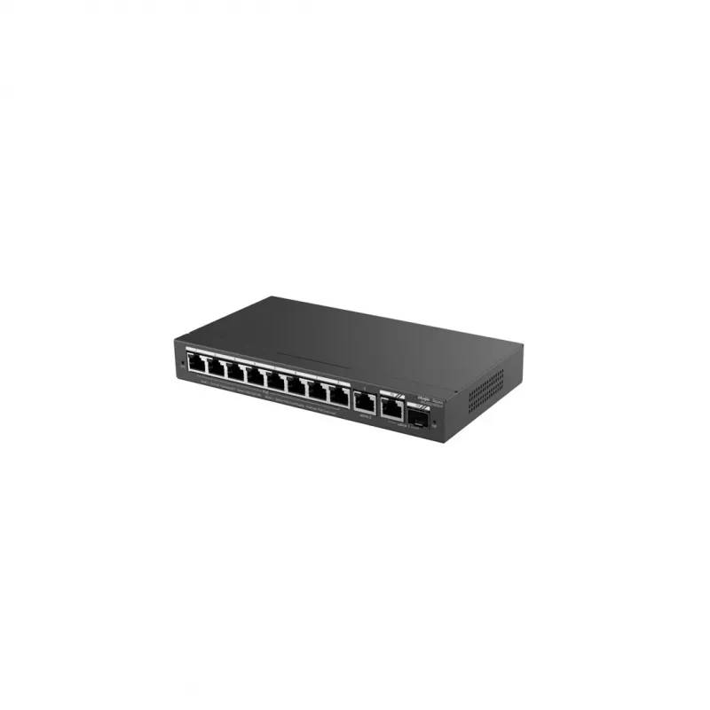 Valdomas L2 jungiklis RUIJIE RG-ES210GS-P – 10x Gigabit RJ-45, 2x SFP, 8x PoE+ prievadai, 120W PoE biudžetas, debesies valdymas