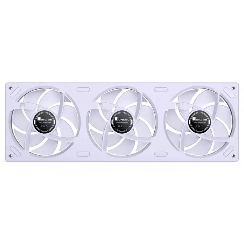 Jonsbo ZB-360 baltas 360mm ARGB PWM ventiliatorių rinkinys — 3×120mm PWM ARGB ventiliatoriai skysčio aušinimo radiatoriams