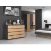 Komoda Top e shop M8 140 ANT/ART su 8 stalčiais, Antracitas/Ąžuolas, 1380×400×970 mm