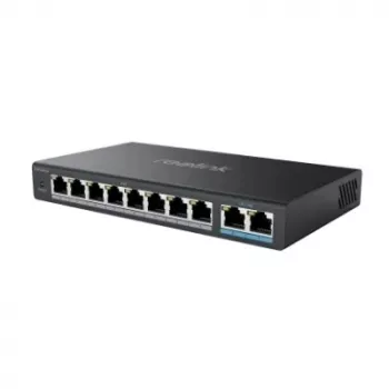PoE tinklo jungiklis Reolink RLA-PS1 — 8 prievadų PoE, 150W galios biudžetas, IEEE 802.3af/at, 2x Gigabit ryšys