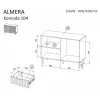 Komoda Cama Meble ALMERA 104x42x75 cm, riešutas/kreminė, 3 stalčiai, medžio drožlių plokštė