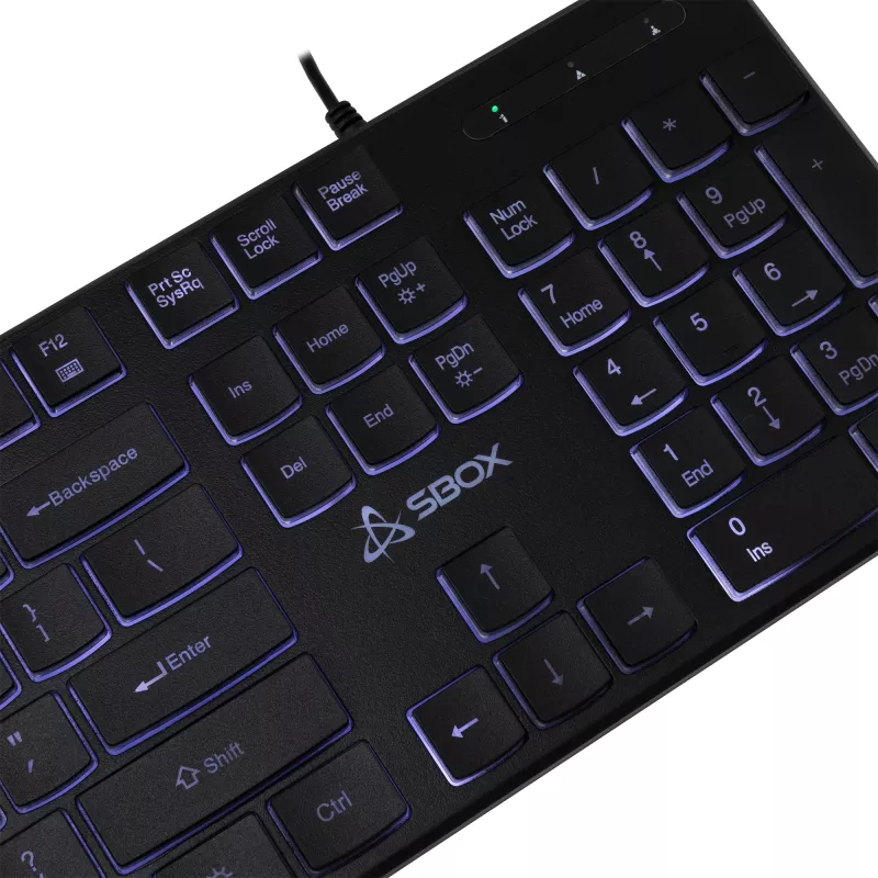 Laidinė USB klaviatūra SBOX K-22 US Black – JAV išdėstymas, juoda, USB jungtis