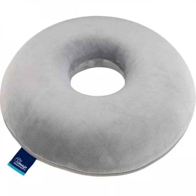 Sėdimoji pagalvė TIMAGO SUPPORT TIM su anga, 390×390×80 mm, pilka