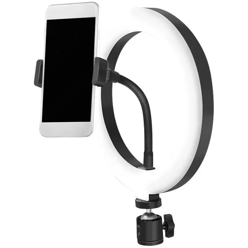LogiLink AA0151 LED žiedinė lempa išmaniesiems telefonams, Ø 200 mm, 3 šviesos spalvos režimai, reguliuojamas ryškumas, 1/4 colio stovo sriegis, su telefono laikikliu, USB, 1,8 m laidas, juodos spalvos