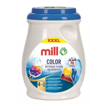 MILL PROFESSIONAL 3 kamerų spalvoto skalbimo kapsulės 70 vnt.