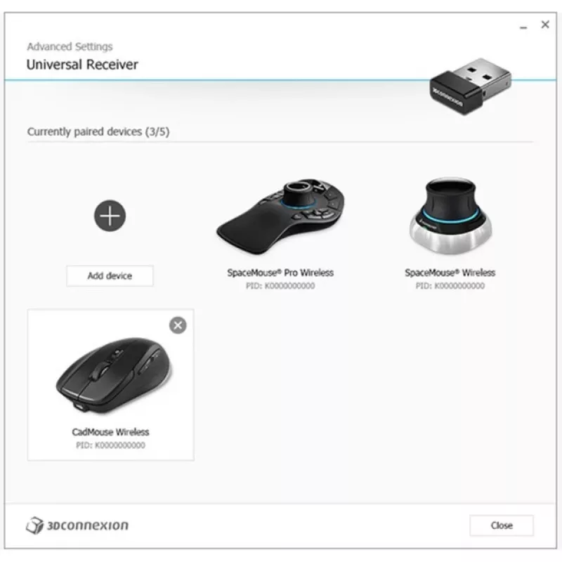 3DCONNEXION Universal Receiver – belaidis USB imtuvas