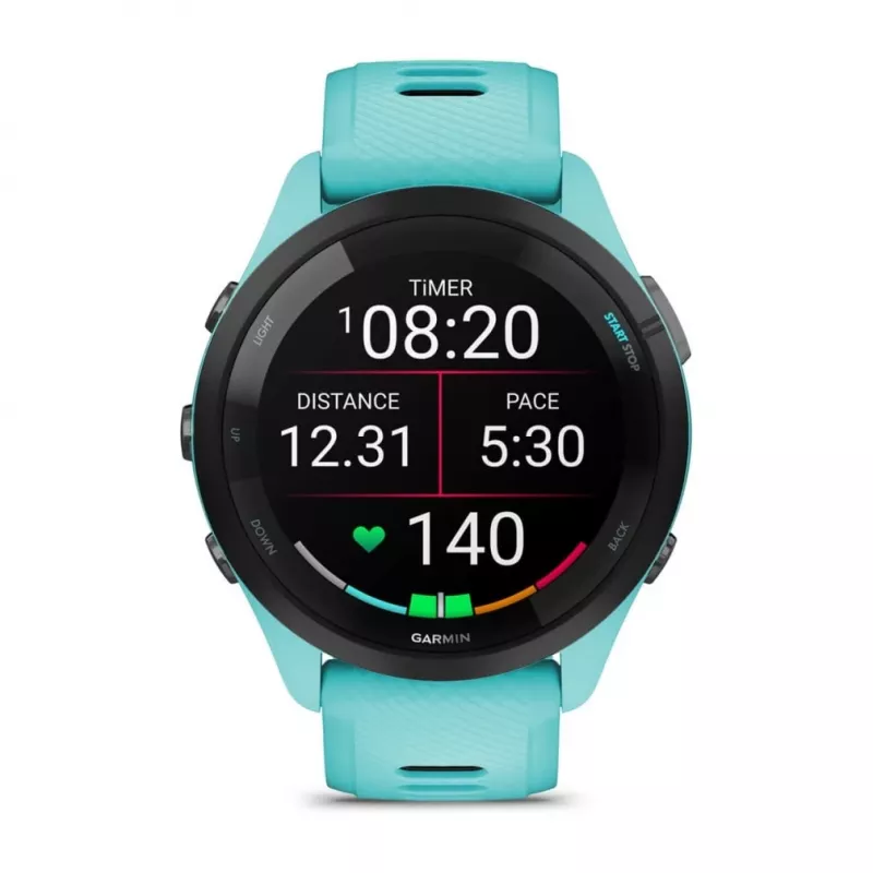Garmin Forerunner 265 3,3 cm (1,3 inch) AMOLED 46 mm Skaitmeninis 416 x 416 pikselių Liečiamas ekranas Juoda, Mėlyna Wi-Fi GPS (palydovas)