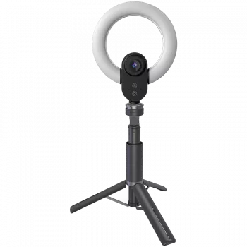 LORGAR Circulus 910, srautinė internetinė kamera, 5 MP, 2592×1944, iki 60 kadrų per sekundę, įmontuotas 5,5 col. žiedinis apšvietimas, automatinis fokusavimas, du mikrofonai su AI triukšmo slopinimu