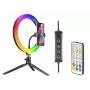 Žiedinė lempa RGB 26cm su trikoju