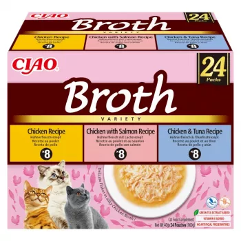 INABA Ciao Broth su vištiena, lašiša ir tunu – skanėstai katėms – 24x40g