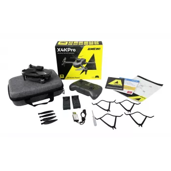 Amewi X4KPro dronas, 4 rotoriai, 3840 x 2160 pikseliai, 1500 mAh, pilka