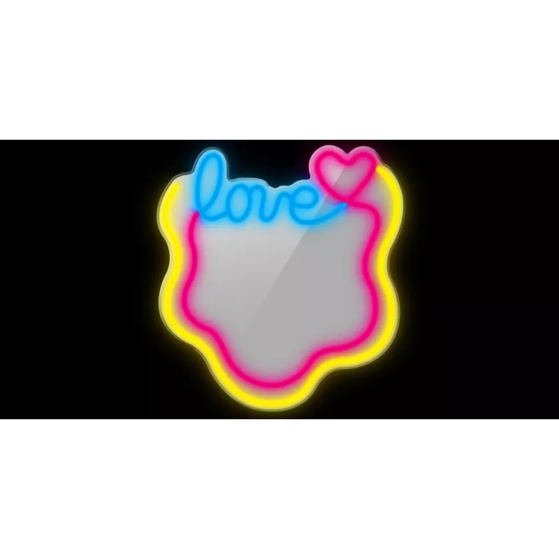 LED neoninis veidrodis MANTA MASNL131MT – dizainas 'LOVE', įmontuotas LED neoninis apšvietimas