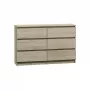 Komoda Top e Shop M6 120 SON 2x3, ąžuolas, 6 stalčių, 1200×300×770 mm