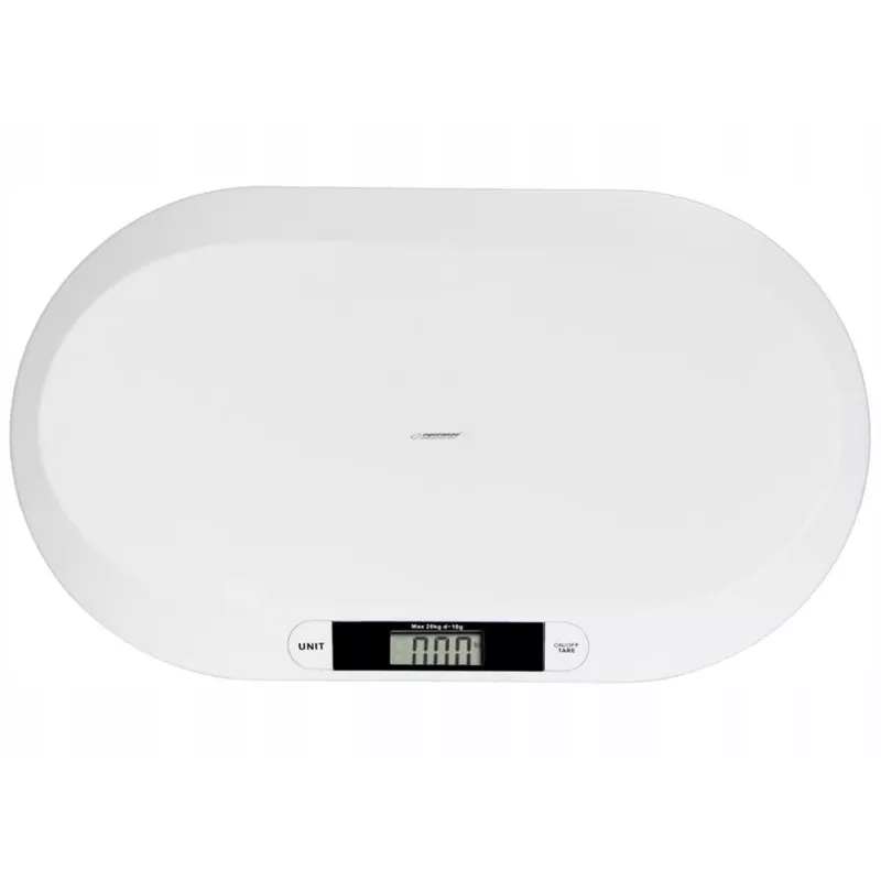 Elektrinės kūdikių svarstyklės ESPERANZA EBS019 – 0,03–20 kg, 0,01 kg padala, didelis LCD ekranas, balta