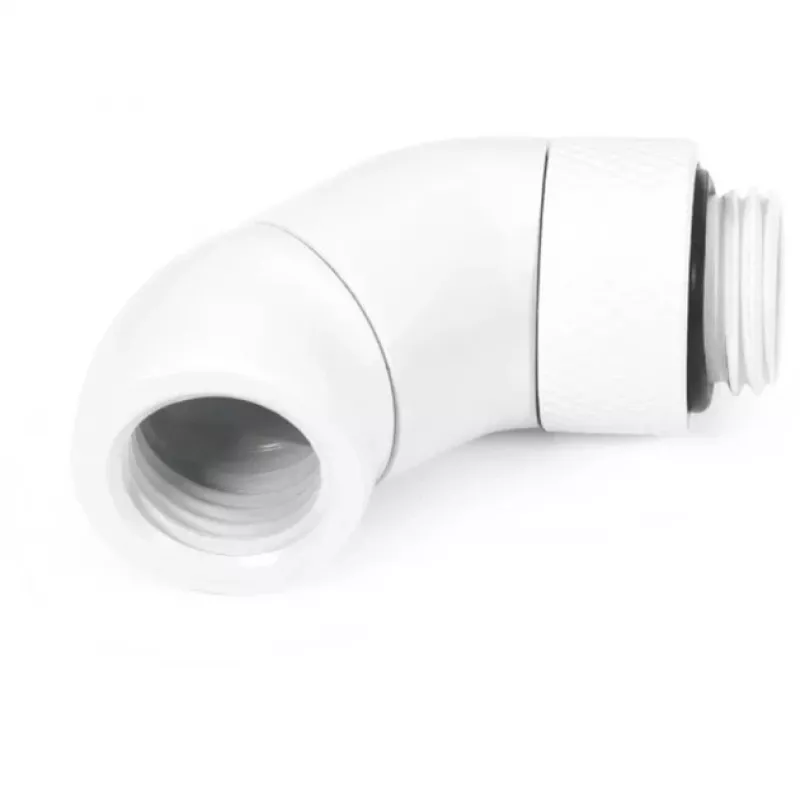 Alphacool Eiszapfen 45° dvigubas sukamasis adapteris, G1/4 išorinis – G1/4 vidinis, baltos spalvos