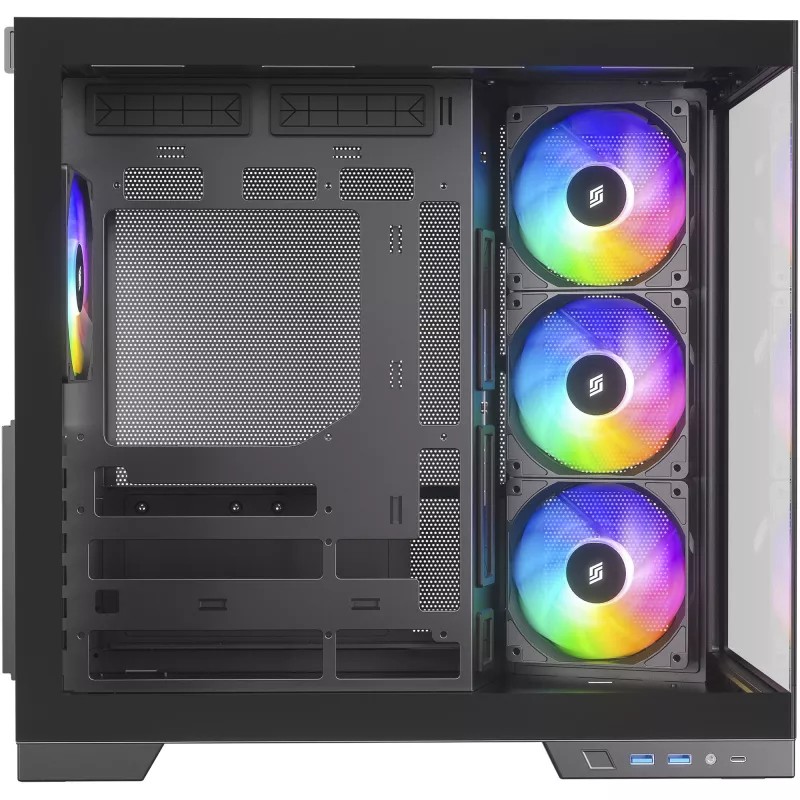 Silentware View A-RGB Black PC korpusas VIEWBLACK – vidutinis bokštas su A-RGB apšvietimu