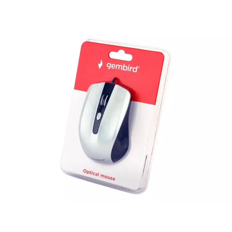 Laidinė ambidekstrinė optinė pelė GEMBIRD MUS-4B-01-BS, USB Type-A, 1200 DPI, 4 mygtukai, juoda/sidabrinė