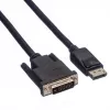 Roline vaizdo kabelis DisplayPort (kištukas) į DVI-D (kištukas) 2 m, su varžteliais, juodas