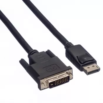 Roline vaizdo kabelis DisplayPort (kištukas) į DVI-D (kištukas) 2 m, su varžteliais, juodas