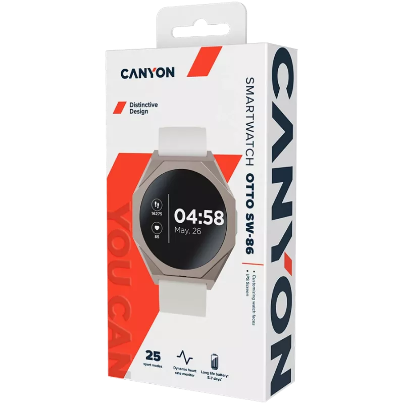 Canyon Otto SW-86 išmanusis laikrodis, baltas (CNS-SW86SS)
