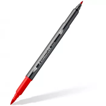 Staedtler 3001 C6-3 flomasterių rinkinys – 6 spalvos, smulkus antgalis, dvi galvutės (bullet ir brush)