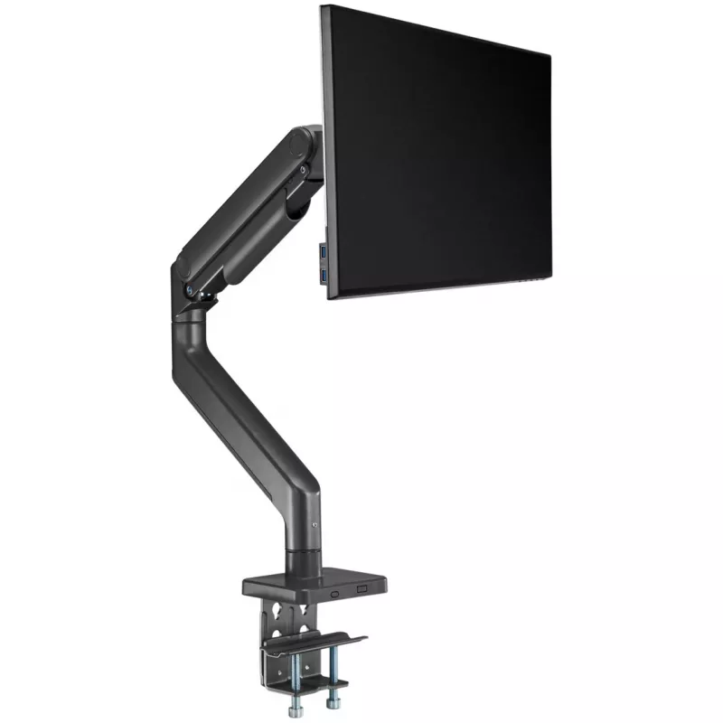 Monitorio laikiklis DIGITUS Single, spaustuvinis, iki 49 colių (124,5 cm), 20 kg, VESA 75x75–100x100, pakreipimas -20° iki 50°, aukščio reguliavimas, juodas