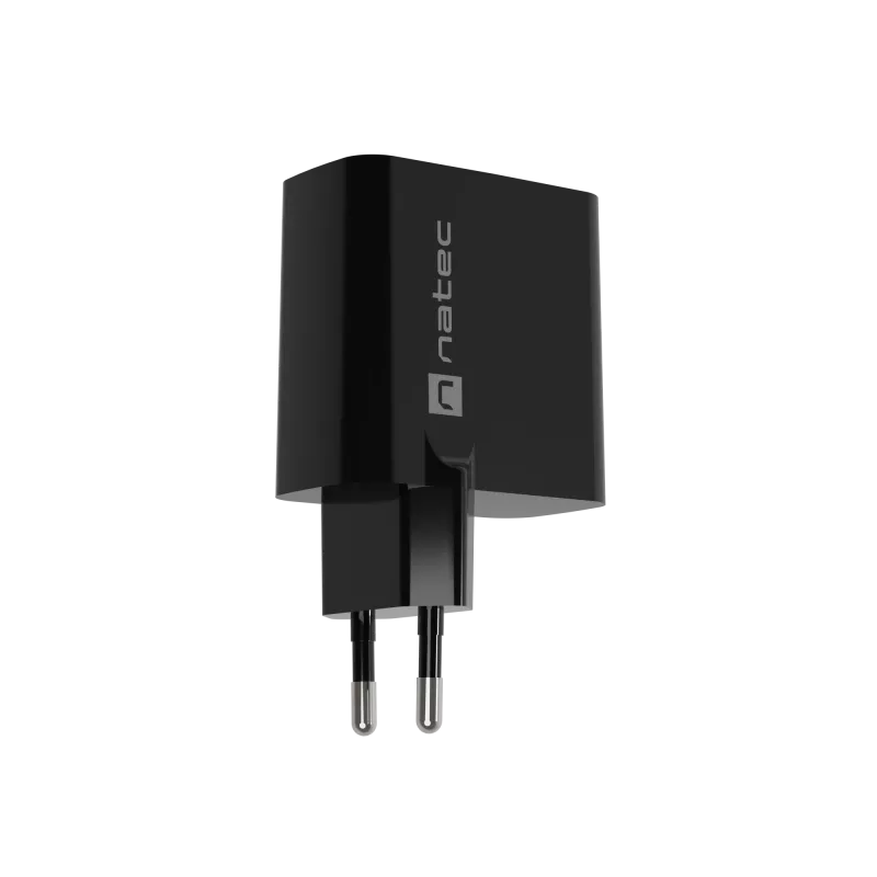 Įkroviklis NATEC NUC-2145, 65W, USB-C PD 3.0 + QC 3.0, 2x USB, 110–240V, juodas