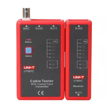 Tinklo kabelių testeris UNI-T UT681C su LCD ekranu ir kabelio ilgio matavimu